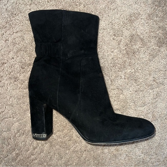 Michael Kors Dolores Back Stretch Mid Calf Suede Booties Black Size 11 - Picture 9 of 14